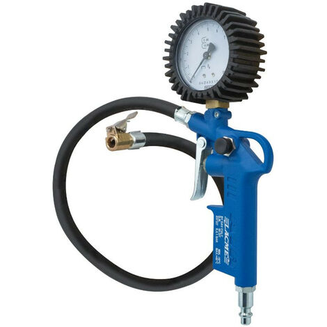 Lacme – Pistolet de gonflage universel pour véhicules légers – Flexible 0,35 m – Manomètre 0-10 bar – Raccord rapide ISO – 305102