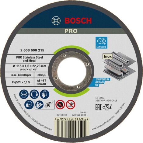 Disque à tronçonner PRO Bosch Stainless Steel and Metal 115 x 1,6 x 22,23 mm - 2608600215