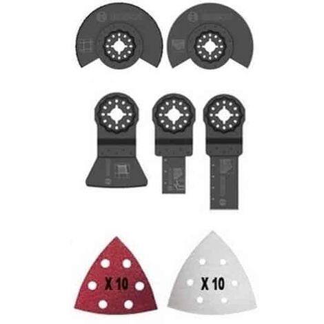 Bosch – Lot de 5 lames Starlock pour bois dur et béton – 20 abrasifs inclus – Découpe précise et finition de qualité