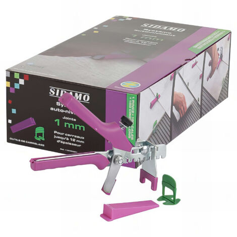 SIDAMO Kit croisillons auto-nivelant + cales + pince de serrage - 1 mm