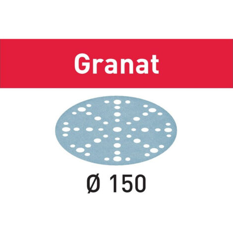 Festool – Disques abrasifs Granat D150 P220 – Lot de 10 disques – Pour ponçage laques COV et supports durs – Technologie MULTI-JETSTREAM 2