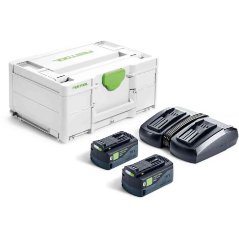 Festool – Set Énergie SYS 18V avec 2 batteries 5,0Ah – Chargeur double pour outils 18V – Coffret Systainer – 577707