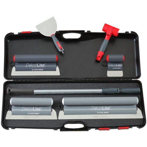 L'Outil Parfait – Kit valise DécoLiss pour plaquiste 7 pcs – Lame inox Bi-Flex pour lissage homogène – Manche ergonomique Alu-Choc – 80492