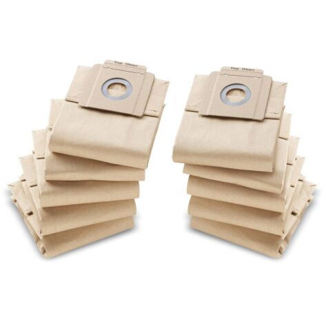 Kärcher – Sac filtrant papier pour aspirateur T 7/1 – T 9/1 – T 10/1 – Lot de 10 sacs – Filtration efficace contre les particules fines