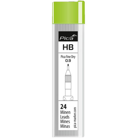 Set de 24 mines graphite HB pour marqueur Fine Dry – Pour surfaces variées – Précision et durabilité – Pica Marker