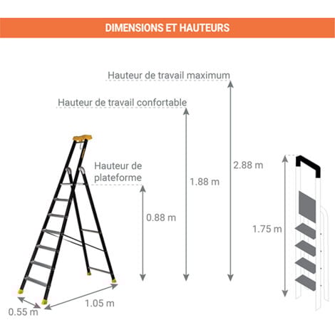 CENTAURE Escabeau MP alu laqué 3 à 6 marches au choix 43920 - 4