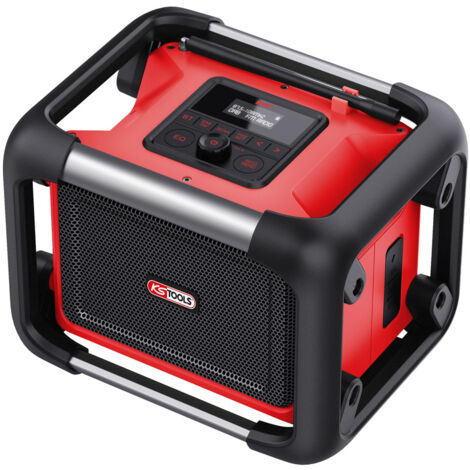 KS Tools - Enceinte bluetooth puissante - radio de chantier - alimentation secteur ou avec batterie lithium-ion - 100172F