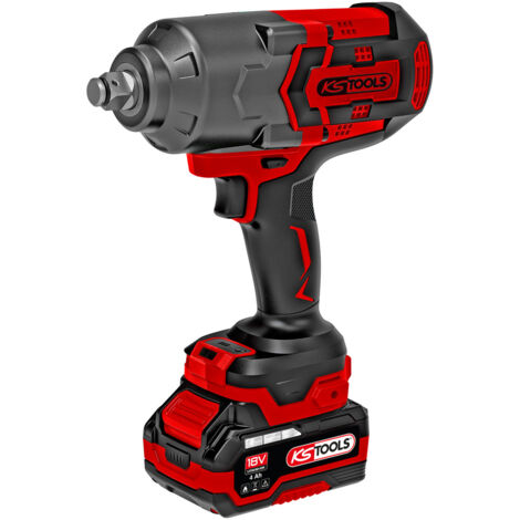 KS Tools - Clé à chocs sur batterie - Clé à choc sans fil 1/2" brushless - Puissance 18 V - 1600 Nm - 2,8 kg sans batterie - Livrée en coffret avec 2 batteries 4Ah - 515.4715F