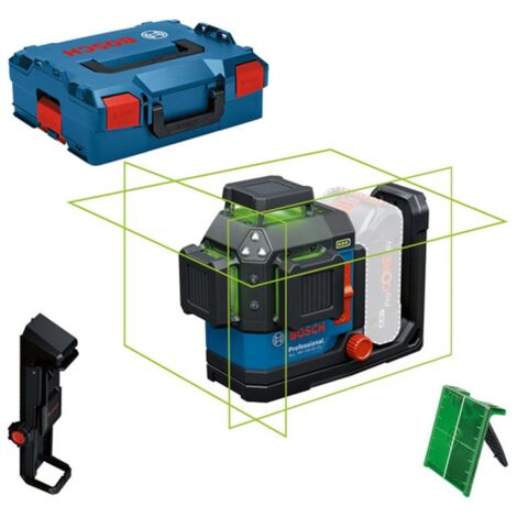 Bosch Professional – Laser vert 18V – Portée jusqu'à 120m – Alimentation triple power – Étanchéité IP65 – 3 lignes à 360° pour précision - 18V-120-33