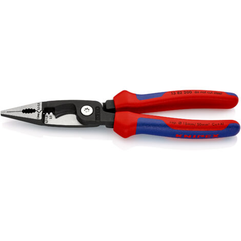 KNIPEX 13 82 200 SB Pince pour installations électriques avec poignées multimatières atramentisée noire 200 mm