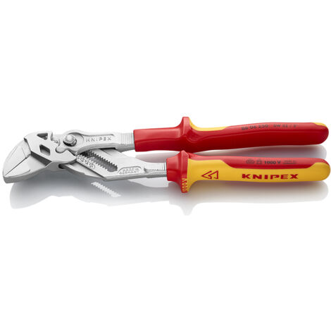 KNIPEX 86 06 250 SB Pince-clé pince et clé à la fois isolées par gaines bi-matière, certifiées VDE chromée 250 mm