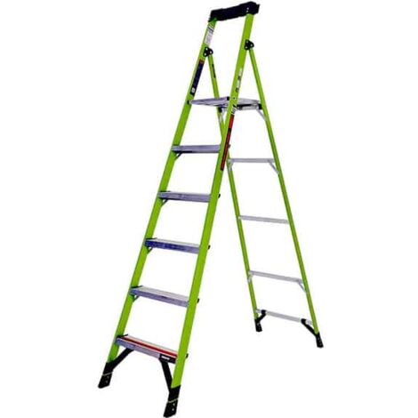 Little Giant – Escabeau en fibre de verre 6 marches – Léger 15% plus léger que les modèles classiques – Technologie Ground Cue pour sécurité – Sabots antiglisse