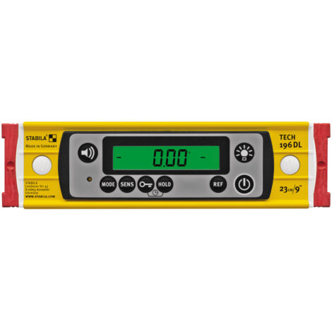 Stabila – Niveau à bulle électronique TECH 196 DL 23 cm – Précision ±0,05° – Étanche IP67 – Affichage numérique éclairé – Guidage acoustique