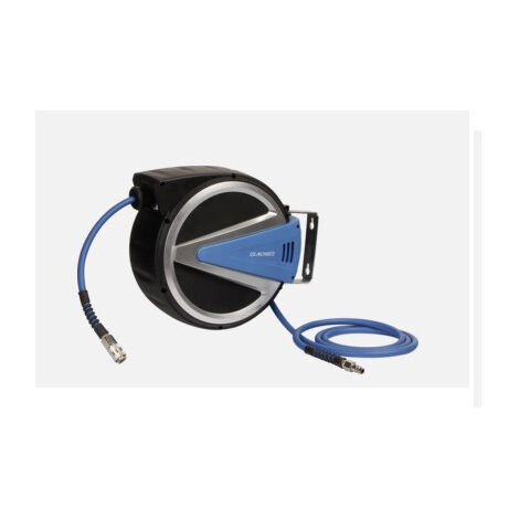 Lacme – Enrouleur pneumatique automatique tuyau Lacm'Flex 20m – Carter fermé résistant à la corrosion – Raccord rapide gros débit – Support mural orientable