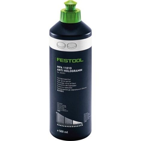 Festool – Pâte de polissage haute brillance 0,5L – Antihologrammes – Base aqueuse pour bois dur – Résultat optimal avec éponge adaptée