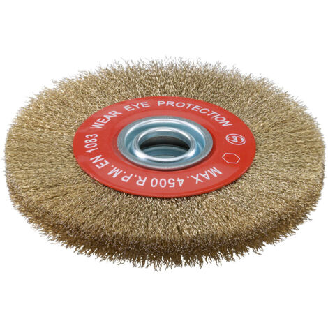 Sidamo – Brosse circulaire pour meuleuse à fils ondulés laitonnés 200mm – Alésage 32mm – Résistance supérieure à la déformation – 10306012