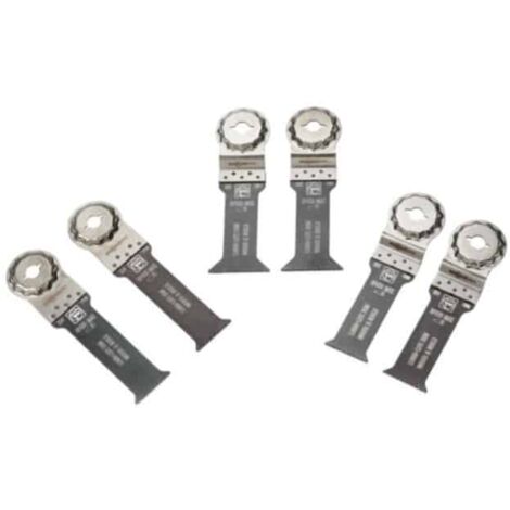 Fein – Lame d'outil multifonction E-Cut Long-Life – Lot de 6 lames pour bois et métal – Dimensions variées pour profondeur de coupe optimale