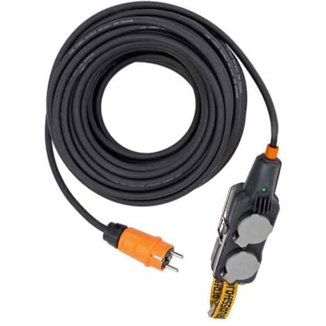 Brennenstuhl – Rallonge 15m IP54 avec bloc de 4 prises orientées 45° – Câble 2.5mm² – Pour chantiers et échafaudages – 9162151160
