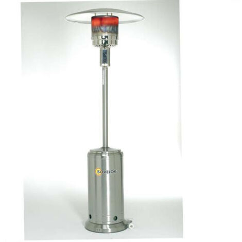 Sovelor – Parasol chauffant mobile au gaz propane inox 14 kW – Sur roues pour terrasses et jardins – Chauffage extérieur efficace