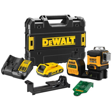 Dewalt – Laser multi-lignes 12V/18V DCE089D1G18 – Faisceau vert 4x plus visible – Précision +/- 3mm sur 10m – Compatible batteries XR 12V/18V
