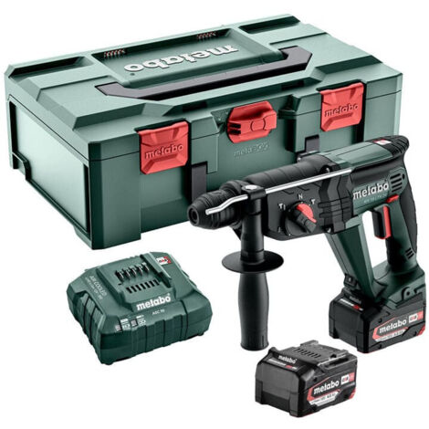 Metabo – Perforateur burineur sans fil 18V – 2 batteries 4Ah – SDS-Plus – Énergie de frappe 2.1J – Pour béton et pierre - 601712510