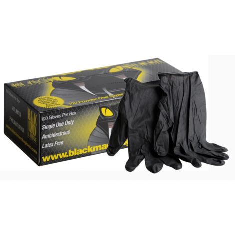 Gants jetables nitrile noir 100 pièces – Résistance chimique et perforation – Taille 8 (M) – Norme EPI – Besoin D'Habitat