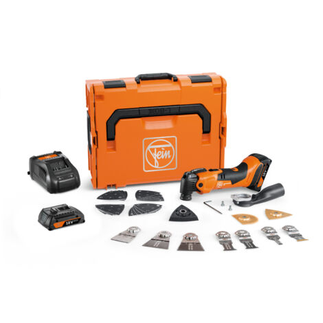 Fein – Multimaster 18V AMM 500 Plus Top – 2 batteries 2Ah – Moteur PowerDrive sans balais – Porte-outil StarlockPlus – Changement rapide QuickIN – 71293864000