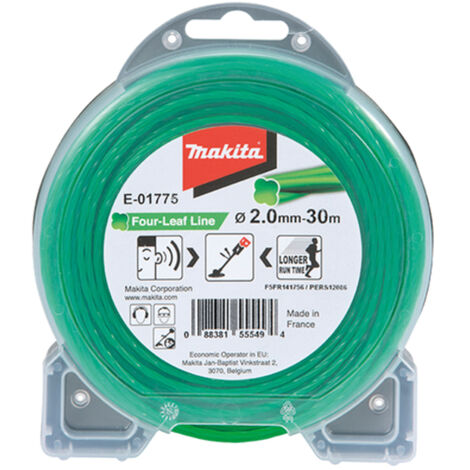 Makita – Fil nylon hélicoïdal Ø2mm pour débroussailleuse 30m – Coupe silencieuse économe en énergie – E01775
