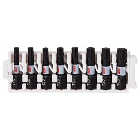 Bosch – Lot de 8 embouts de vissage Torx 25mm – T15, T20, T25, T30, T40 – Pour visseuse à impact – Vissage rapide en série (1/10)