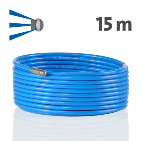 Kränzle – Tuyau de nettoyage 15 m – Système enfichable D12 – Pression max 200 bar – Nettoyage efficace sans perçage frontal