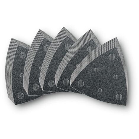 Fein – Lot de 50 feuilles abrasives perforées 80 mm – Assortiment grains 80/120/180 – Fixation velcro – Pour ponçage bois dur et métal