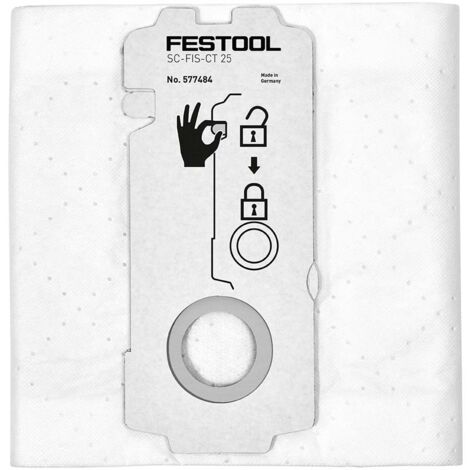 Sac Filtre SelfClean Festool - Lot De 5 Pour Aspirateurs CTL 26