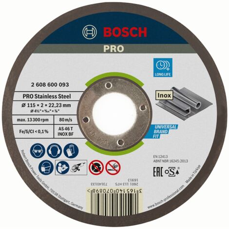 BOSCH 2608600093 DISQUE Ã  TRONÃ§ONNER Ã  MOYEU PLAT EXPERT FOR INOX AS 46 T INOX BF 115 MM 2,0 MM