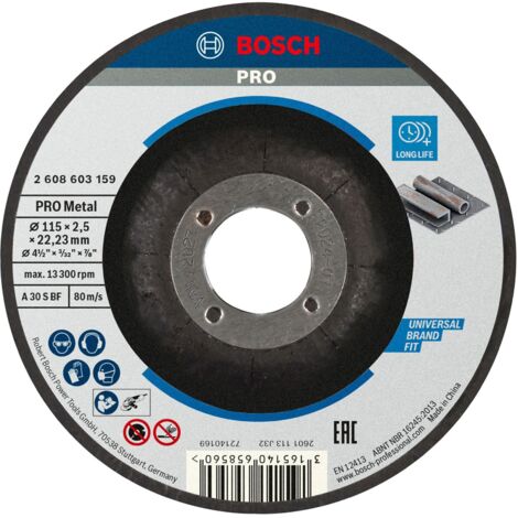 Bosch – Disque à tronçonner pour métal 115 mm – Alésage 22,23 mm – Épaisseur 2,5 mm – Oxyde d’aluminium pour coupes précises