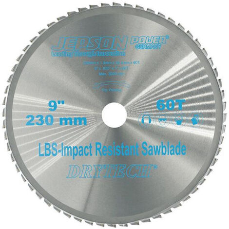 JEPSON Lame de scie carbure anti-chocs LBS Ø230mm - 72223060 - 230 mm - 1.4 mm - 25,40 mm - 60 dents (1/3)