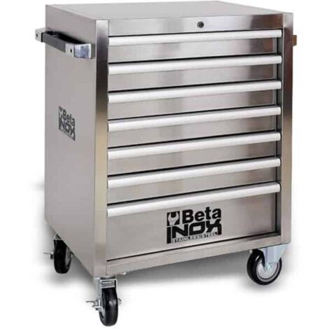 Beta – Servante mobile d'atelier 7 tiroirs en inox – Structure en acier AISI 430 – Roues avec frein – Capacité de charge élevée - 024003077