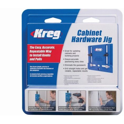 Kreg – Gabarit de quincaillerie d'armoire – Guides de perçage en acier trempé – Espacement ajustable 2 1/2'' à 5'' – Pour installation précise de boutons