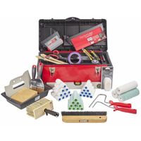L'Outil Parfait – Caisse apprenti peintre et applicateur de revêtements 58x28x26 cm – Coffre robuste bi-matière – 2 compartiments de rangement – 56 pièces incluses