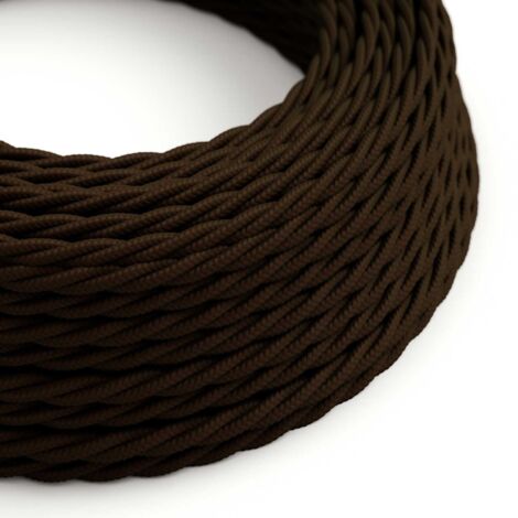 Câble d'alimentation textile tressé Espresso Brown - The Original Creative Cables, pour des lampes DIY personnalisées - TM13 - 1 mètre