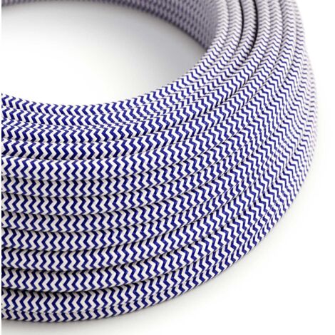 Câble d'éclairage coloré Classic Blue et Optical White ZigZag - The Original Creative Cables, pour lampes DIY - RZ12 - 1 mètre (1/4)
