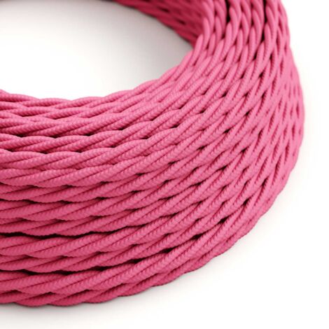 Câble d'alimentation en tissu tressé Fuchsia Pink - The Original Creative Cables, pour créer vos propres lampes - TM08 - 1 mètre (1/4)