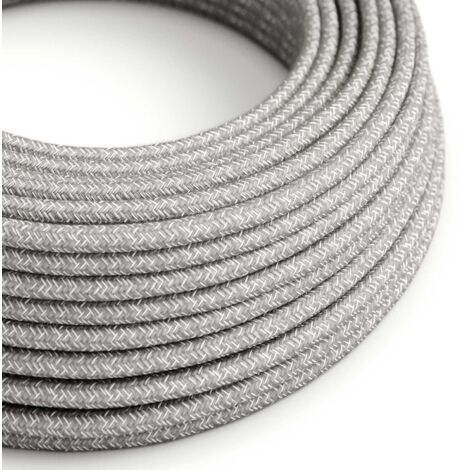 Câble textile en lin gris mélangé - The Original Creative-Cables - RN02 rond 2x0,75mm / 3x0,75mm - 1 mètre (1/4)