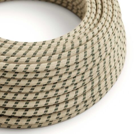 Câble d'éclairage textile Gris anthracite et rayures beiges - The Original Creative Cables, pour lampes créatives - RD54 - 1 mètre (1/4)