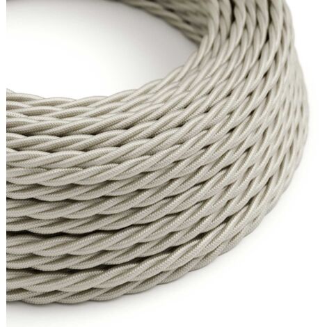 Glossy Braided Fabric Wire Pearl White - The Original Creative Cables, to enhance your lamps - TM00 - 1 metre (1/4)