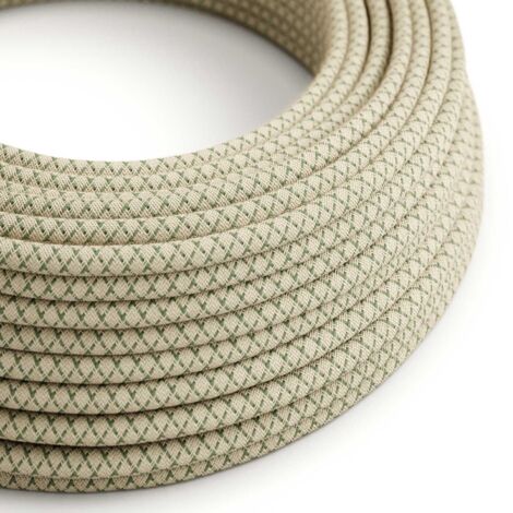 Câble d'alimentation en tissu Thym vert et losange beige - The Original Creative Cables, pour des décorations lumineuses uniques - RD62 - 1 mètre (1/4)