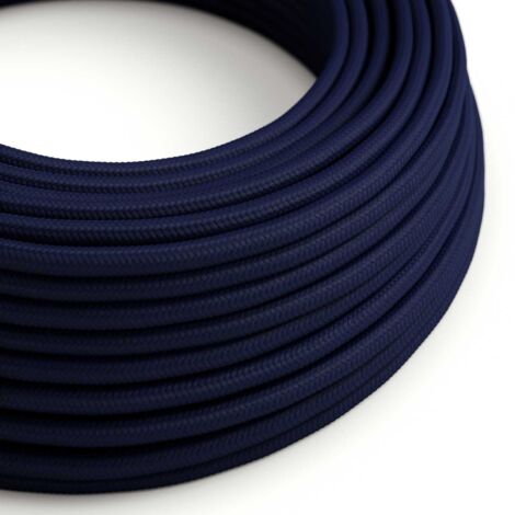 Fil électrique coloré textile bleu foncé - Les câbles créatifs originaux, parfaits pour des décorations lumineuses uniques - RM20 - 1 mètre (1/4)