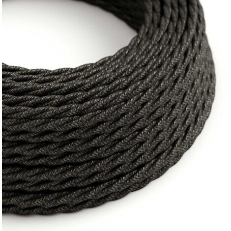 Câble textile tressé en lin Anthracite Gris Mélange - The Original Creative Cables - TN03 - 1 mètre (1/4)