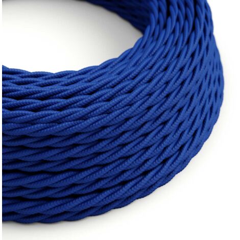 Câble d'alimentation textile tressé et poli Classic Blue - The Original Creative Cables, pour les installations design - TM12 - 1 mètre (1/4)