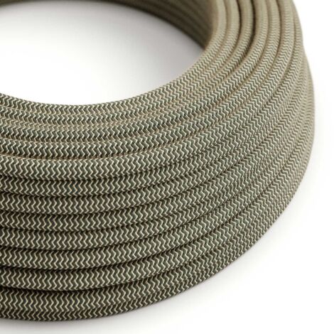 Fil électrique coloré gris anthracite et beige ZigZag - The Original Creative Cables, pour créer des lampes uniques - RD74 - 1 mètre