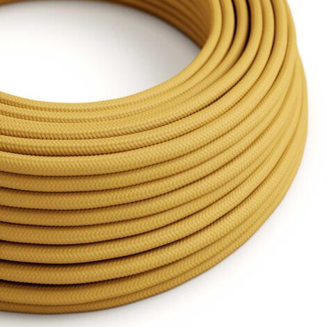 Câble textile jaune moutarde brillant - The Original Creative-Cables - RM25 rond 2x0.75mm / 3x0.75mm - 1 mètre (1/4)